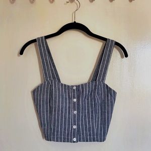 Mind Code Blue/White Stripe Crop Top - Size M